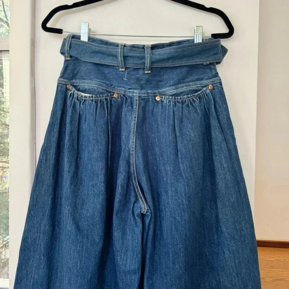 New Kapital Wide Leg Jeans Belted Blue Size 1 - Picture 7 of 11